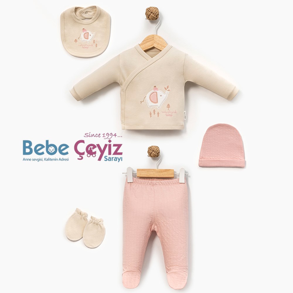 BEBİTOF Şapkalı Filler 5li Hastane Çıkışı ( Pudra )