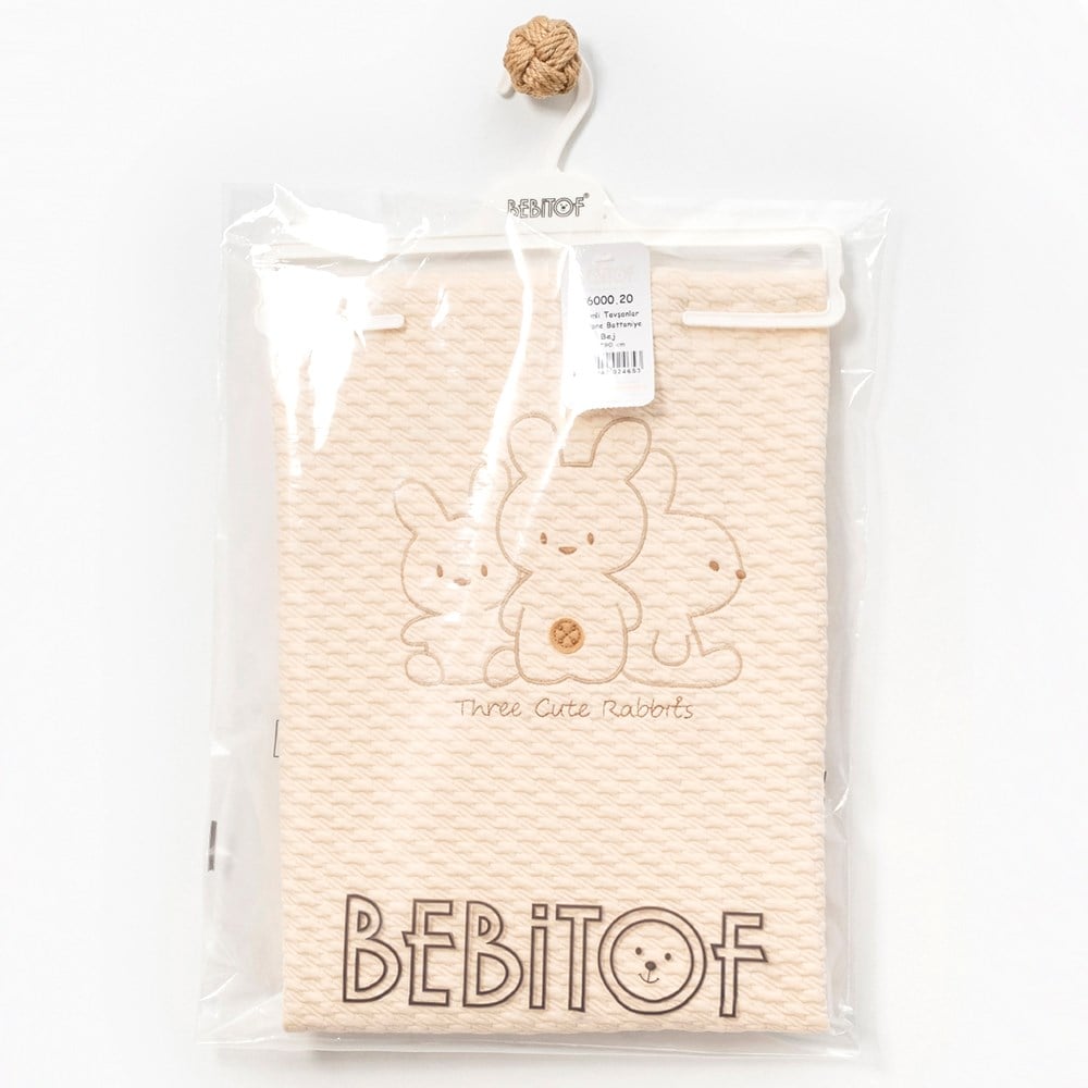BEBİTOF Sevimli Tavşanlı Battaniye ( Bej ) 