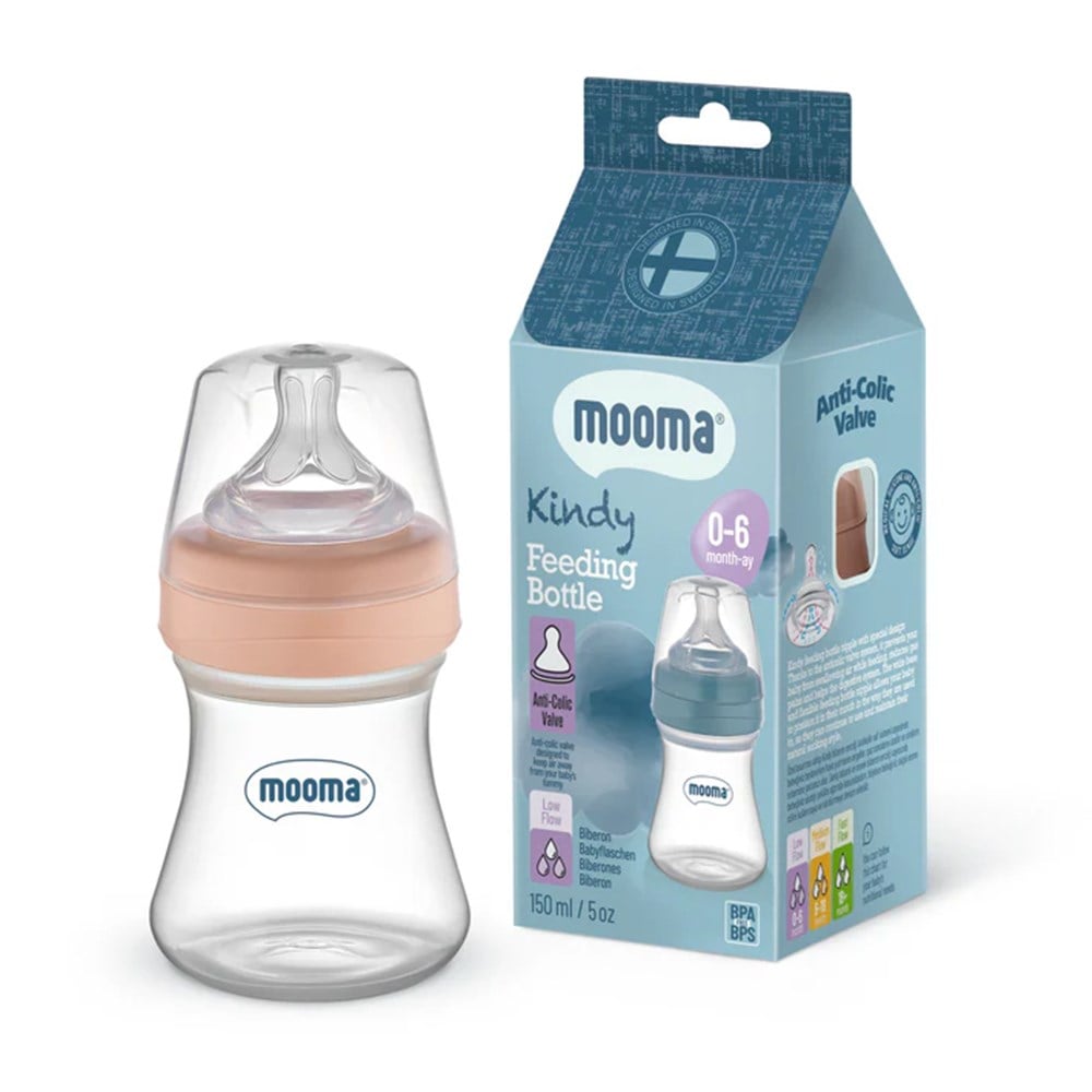 MOOMA Kindy Biberon Yavaş Akış 150 ML Gül ( 0-6 Ay )