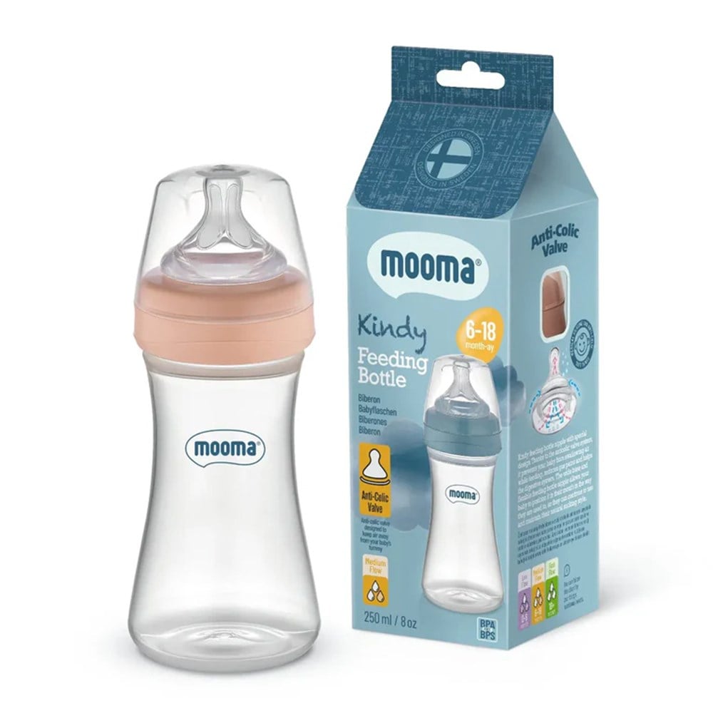 MOOMA Kindy Biberon Orta Akış Gül 250 ML ( 6-18 Ay )