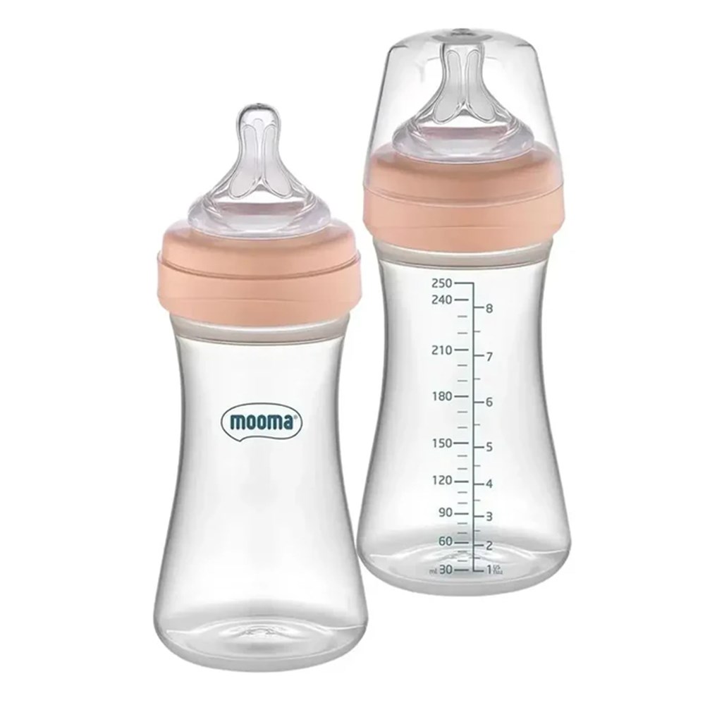 MOOMA Kindy Biberon Orta Akış Gül 250 ML ( 6-18 Ay )