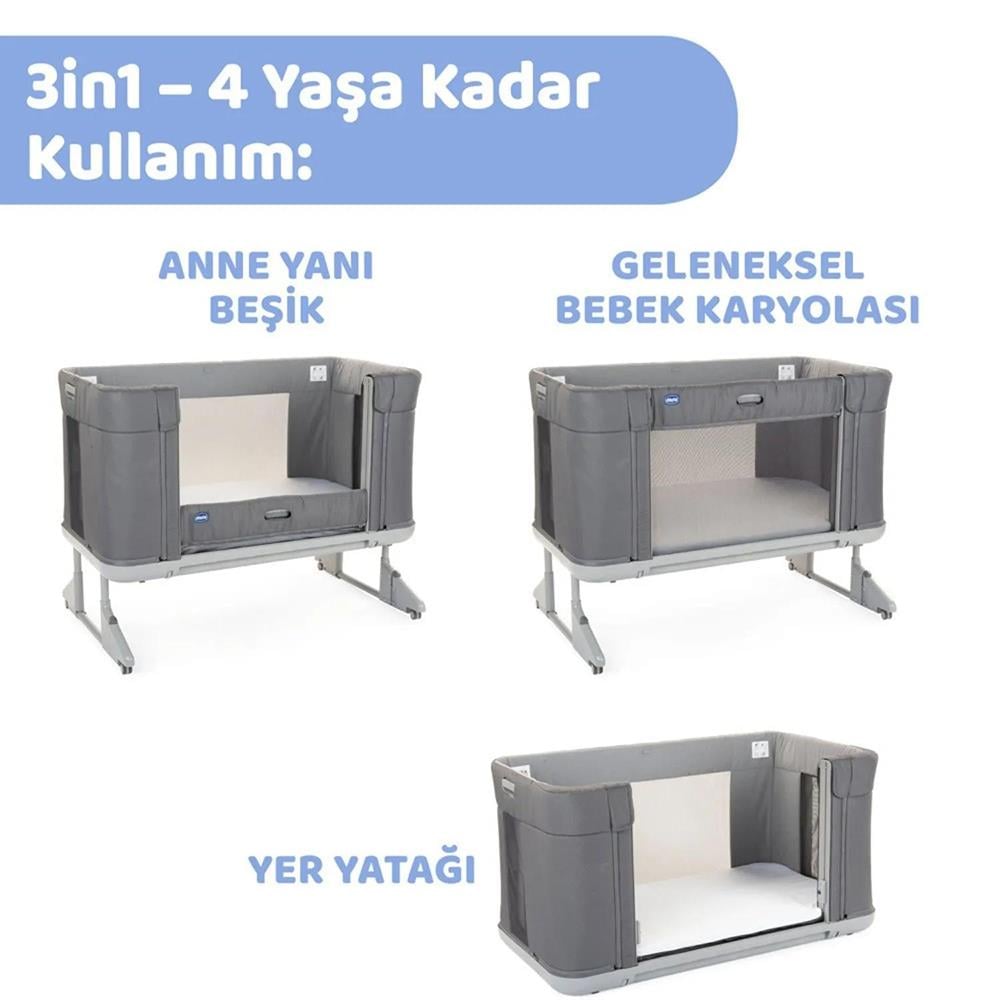 Chicco Next2me Forever Anne Yanı Beşik Co Sleeping Cot Moon Grey