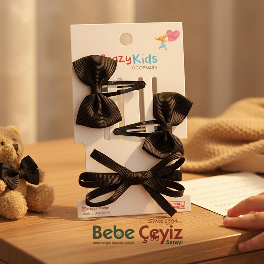 CRAZY KİDS Çıtçıtlı Latikli Toka Seti Çıtçıtlı Latikli ( Siyah )