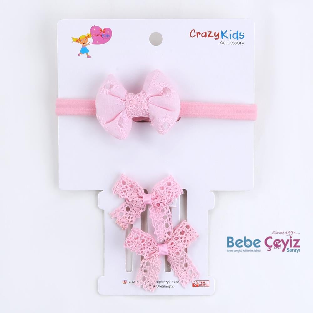 CRAZY KİDS Fistolu Bandana Set ( Pembe )