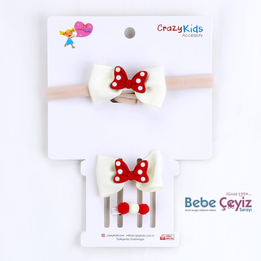 CRAZY KİDS Miki Bandana Set ( Krem )