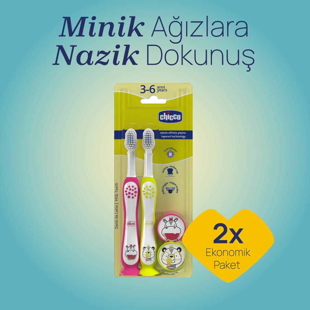CHİCCO Hippo Panda 2li Diş Fırçası ( 3-6 Yaş )