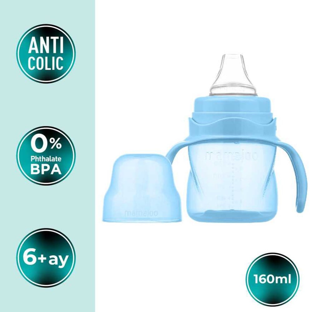 MAMAJOO Akıtmaz Alıştırma Bardağı 160 ML ( Pow Blue ) ( 6 Ay+ )
