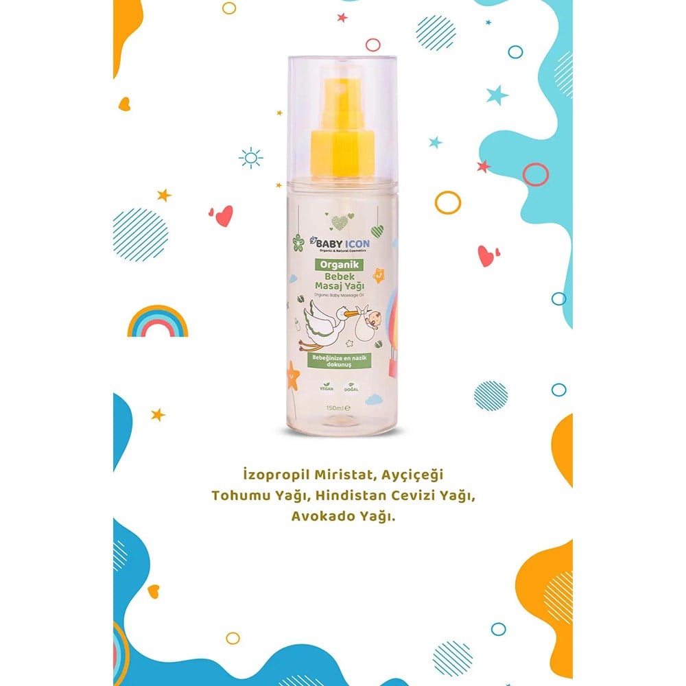 BABYICON Organik Vegan Masaj Yağ ( 150 ml ) 
