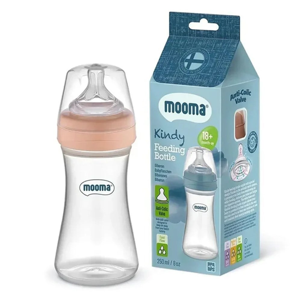 MOOMA Biberon Kindy Hızlı Akış Gül 250 ML ( 18+ Ay )