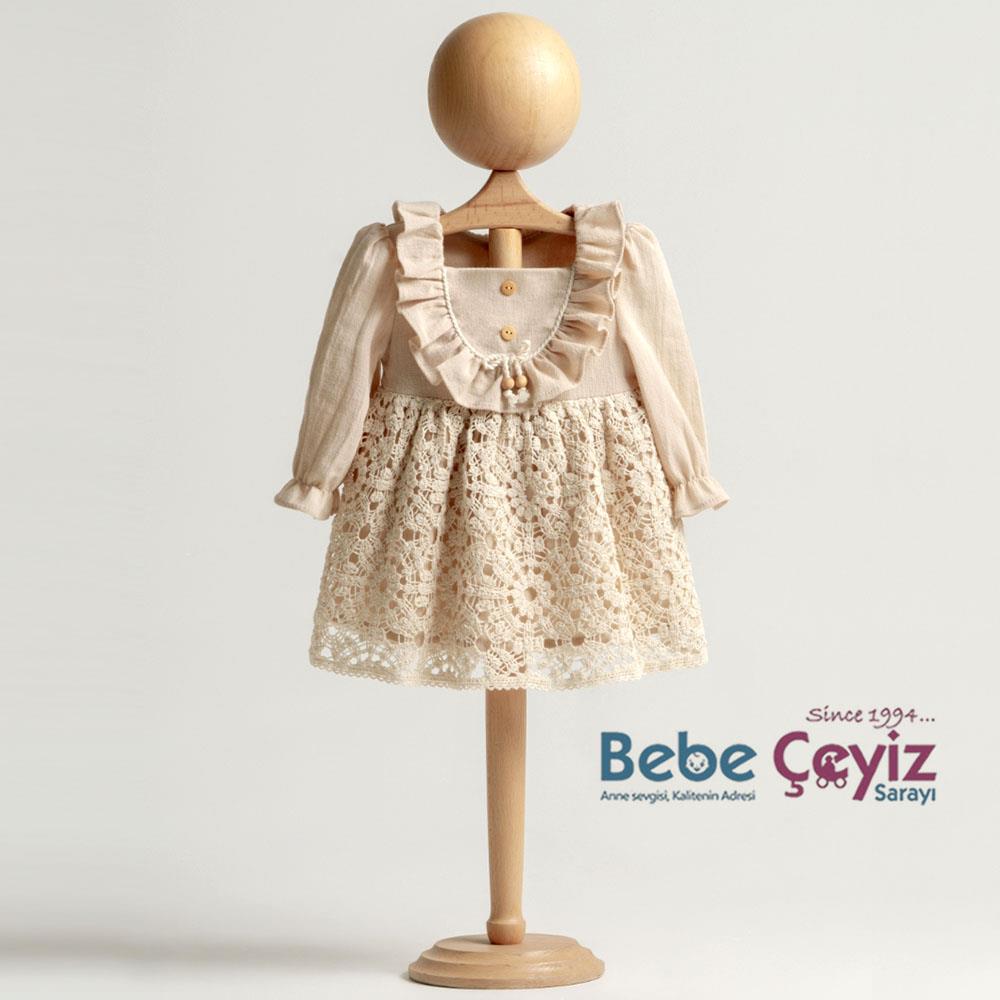 MYMİO Boncuklu Naturel Elbise ( Kız )