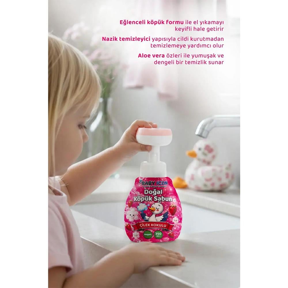 Baby Icon Doğal Vegan Çilekli Çiçek Şekilli Köpük El Sabunu - 350 ml