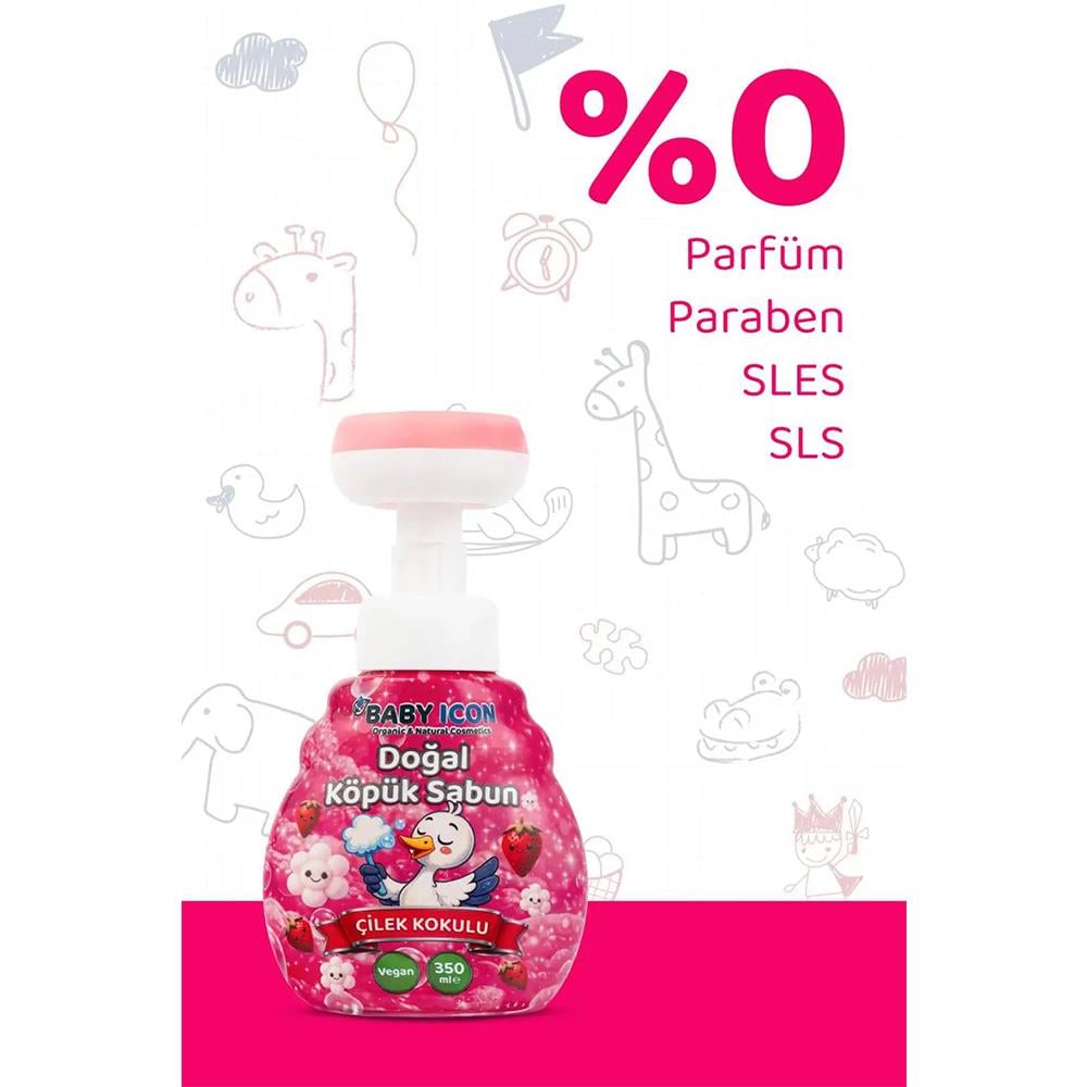 Baby Icon Doğal Vegan Çilekli Çiçek Şekilli Köpük El Sabunu - 350 ml