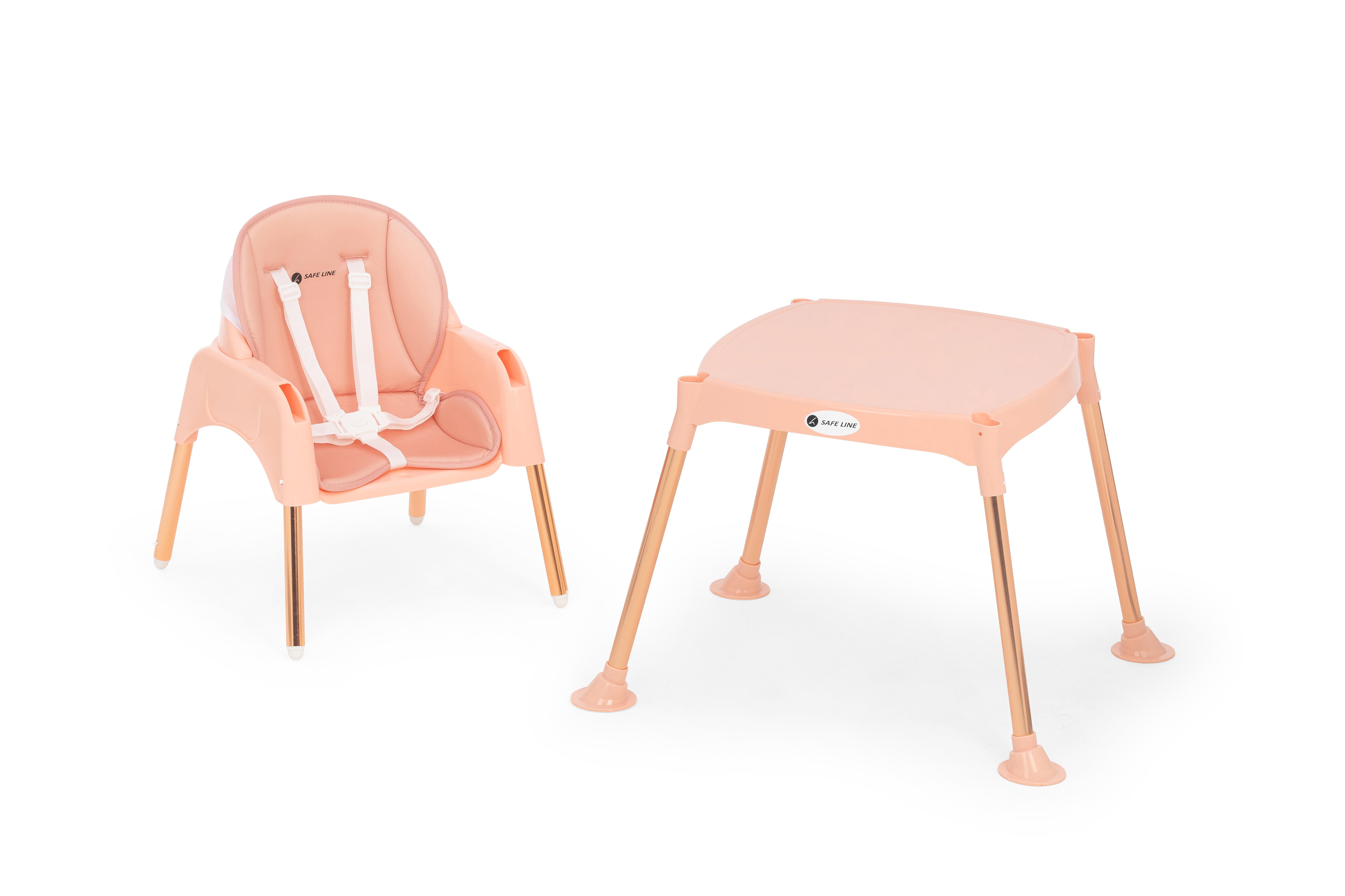 Safe Line Pocket Çalışma Masalı Mama Sandalyesi (Gold Pembe)