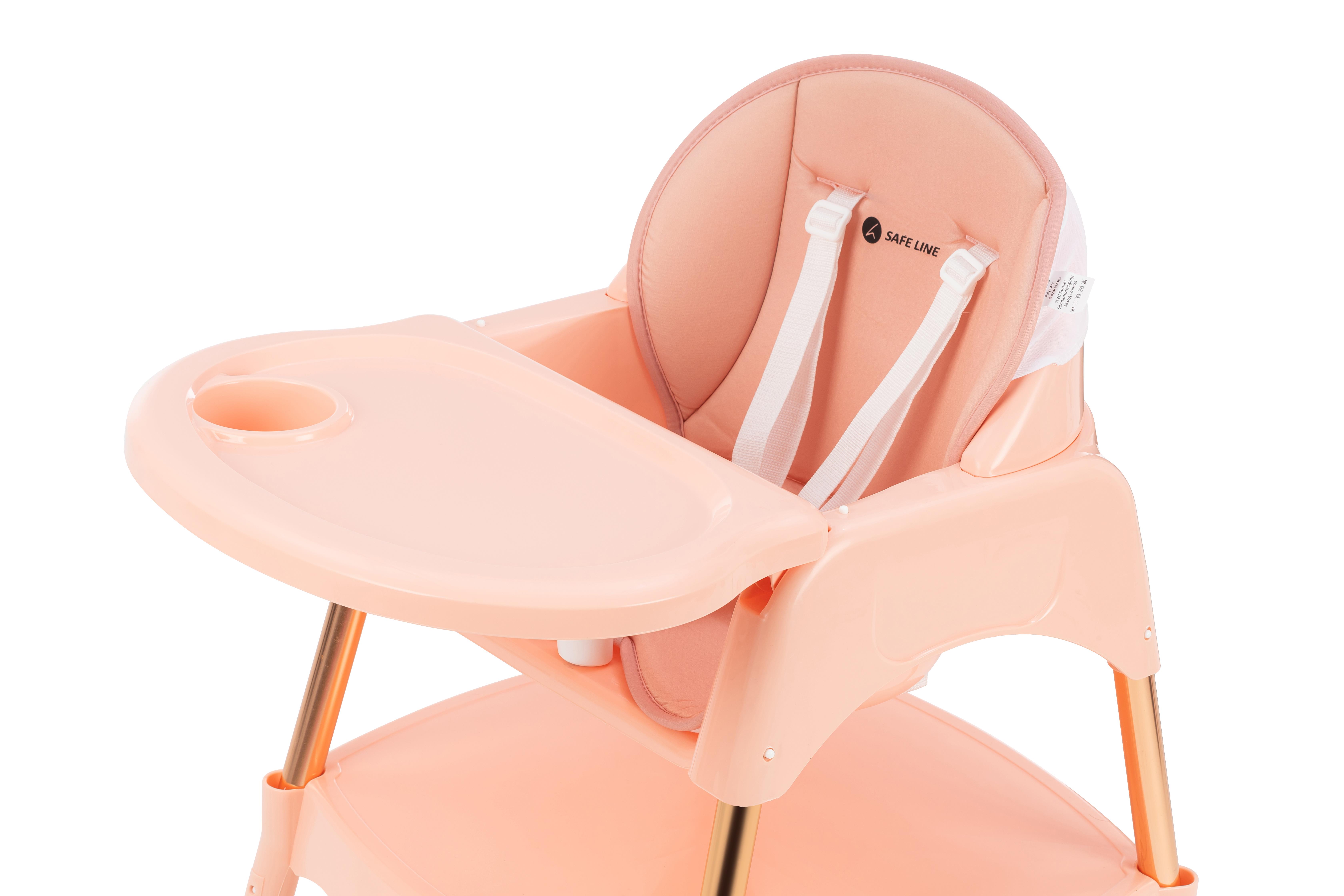 Safe Line Pocket Çalışma Masalı Mama Sandalyesi (Gold Pembe)
