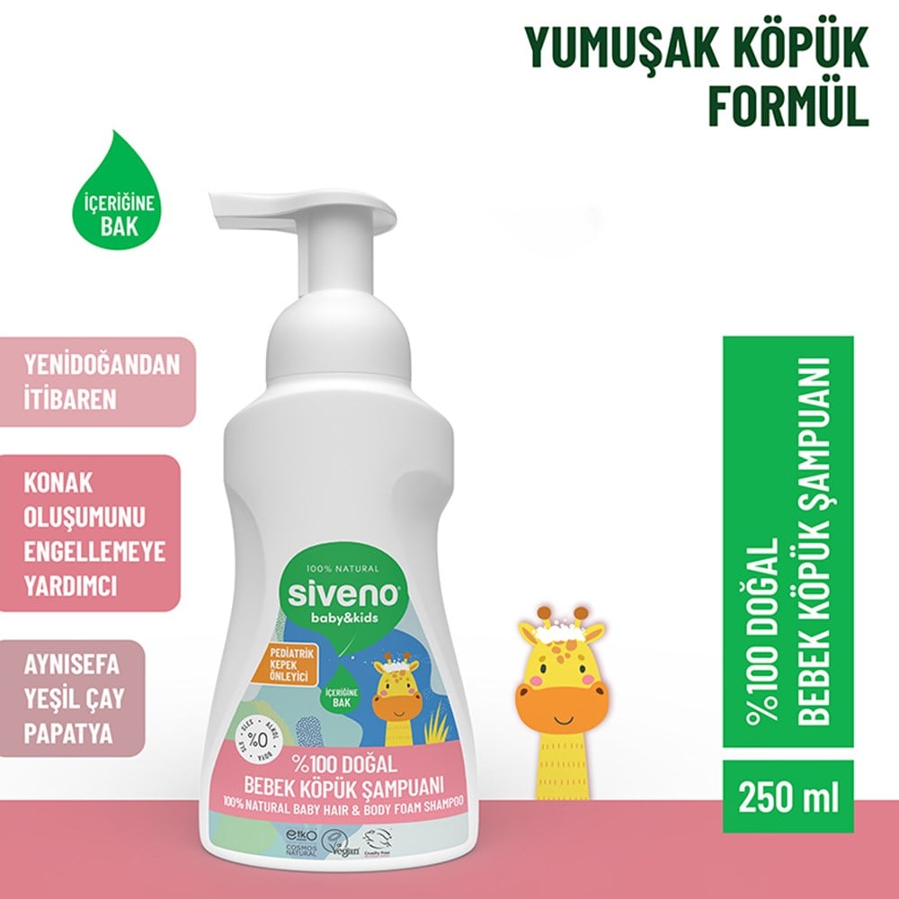 SIVENO % 100 Doğal Bebek Köpük Şampuan ( 250 Ml )