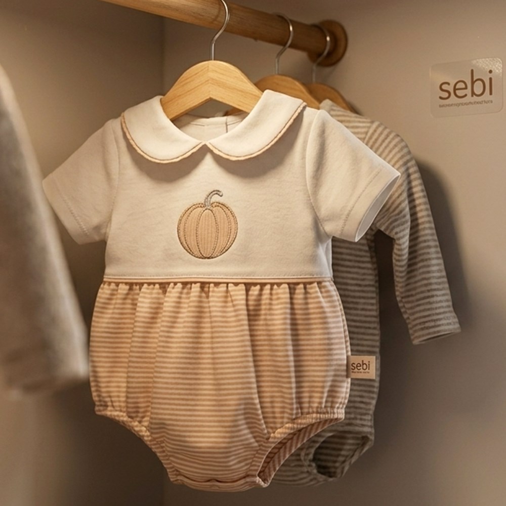 SEBİ PRİME Çizgili Kısa Tulum ( Ekru Bej )