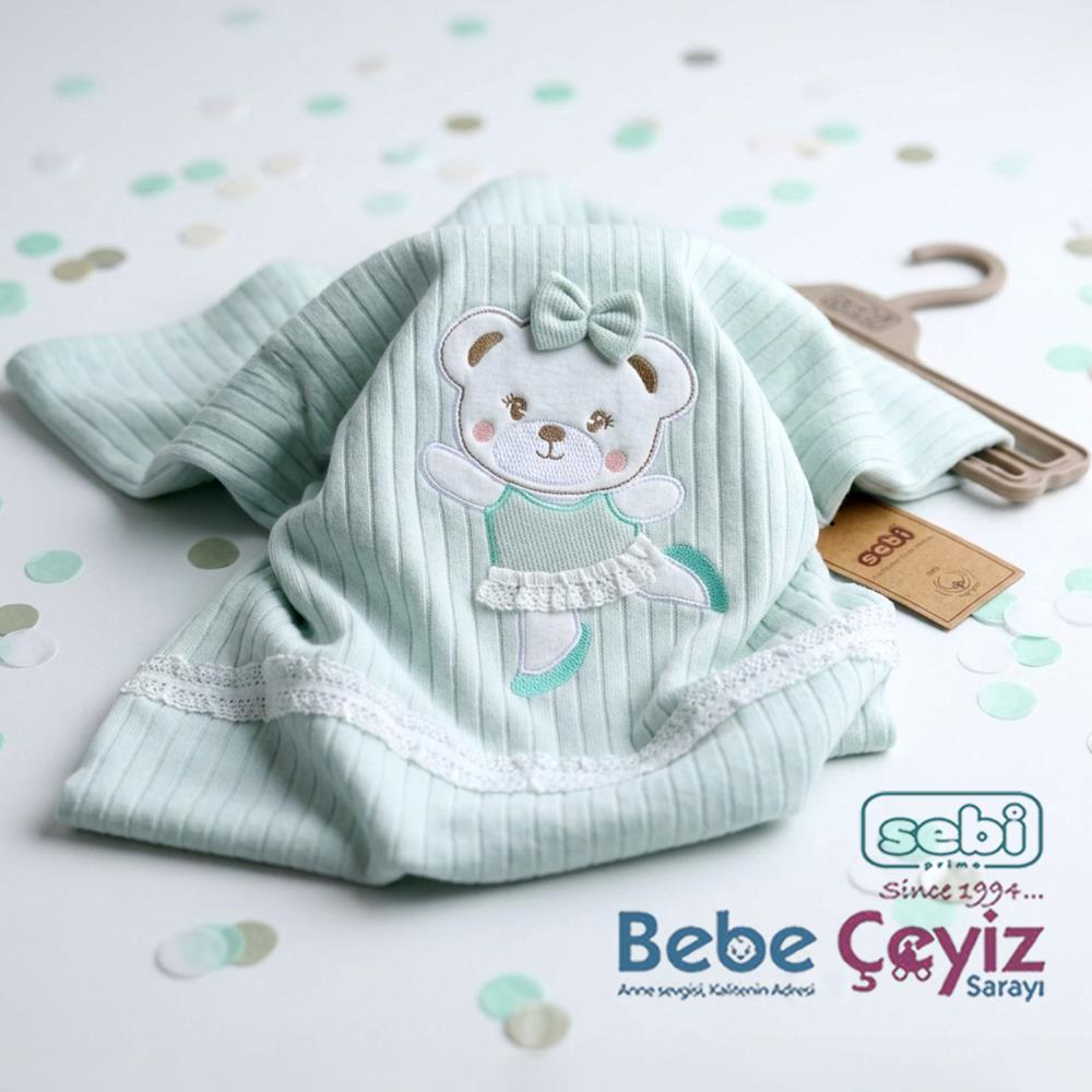 SEBİ PRİME Dantelli Battaniye ( Mint )