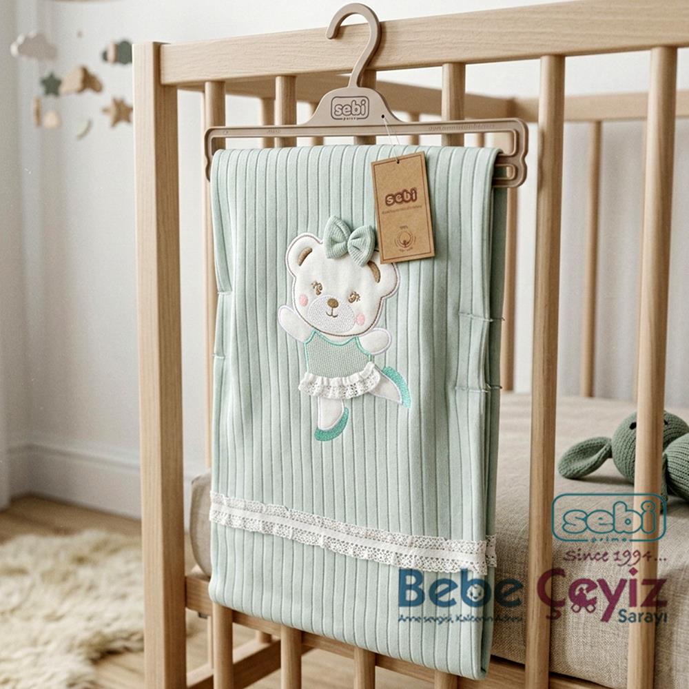 SEBİ PRİME Dantelli Battaniye ( Mint )