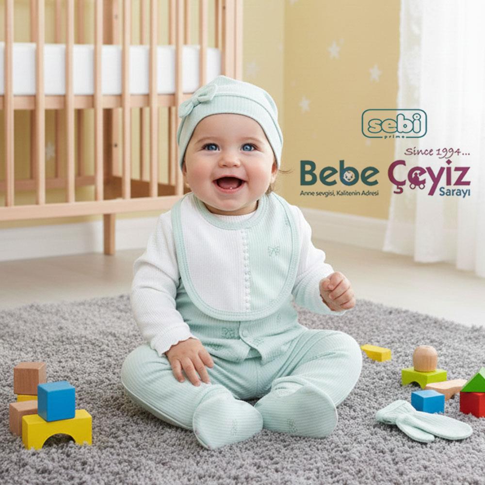 SEBİ PRİME Fiyonk Desenli 5li Hastane Çıkışı ( Mint ) ( 0-3 Ay )