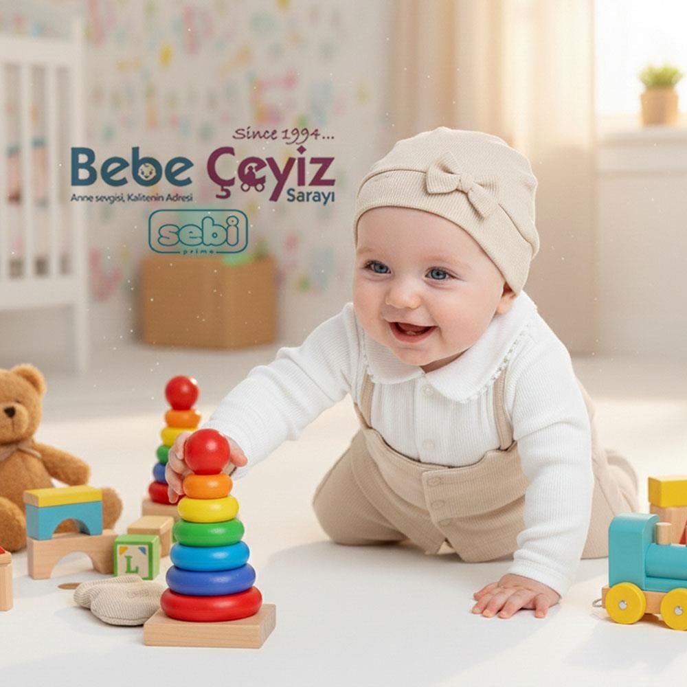 SEBİ PRİME Fiyonk Desenli 5li Hastane Çıkışı ( Bej ) ( 0-3 Ay )