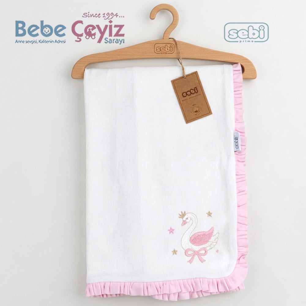 Sebi Kuğulu Battaniye Ekru-Pembe