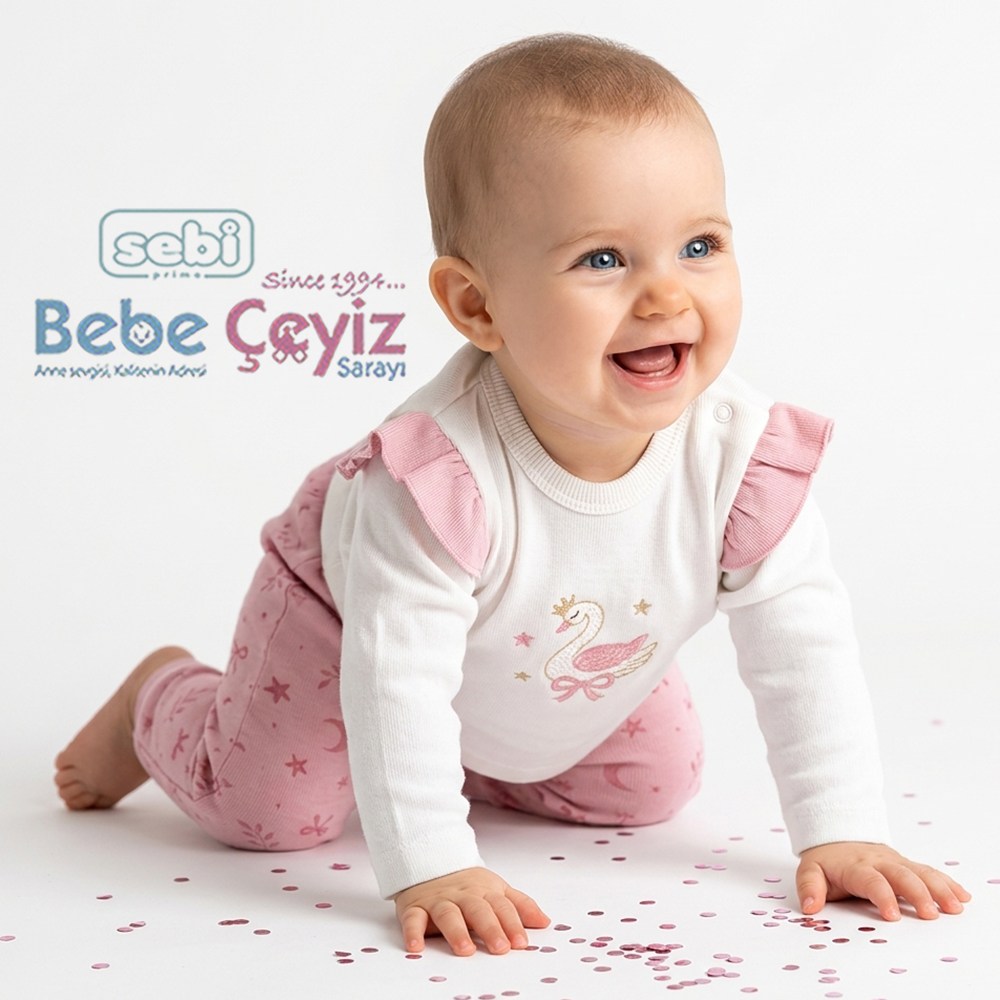 SEBİ PRİME Kuğu Temalı 2li Takım ( Gül Kurusu )