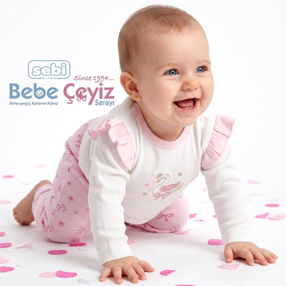 SEBİ PRİME Kuğu Temalı 2li Takım ( Pembe )