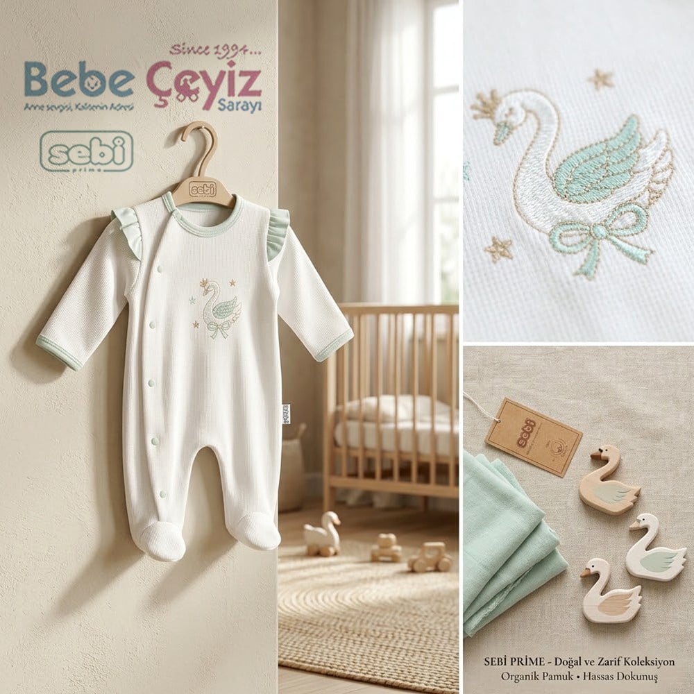 Sebi Kuğulu Tulum Ekru-Mint