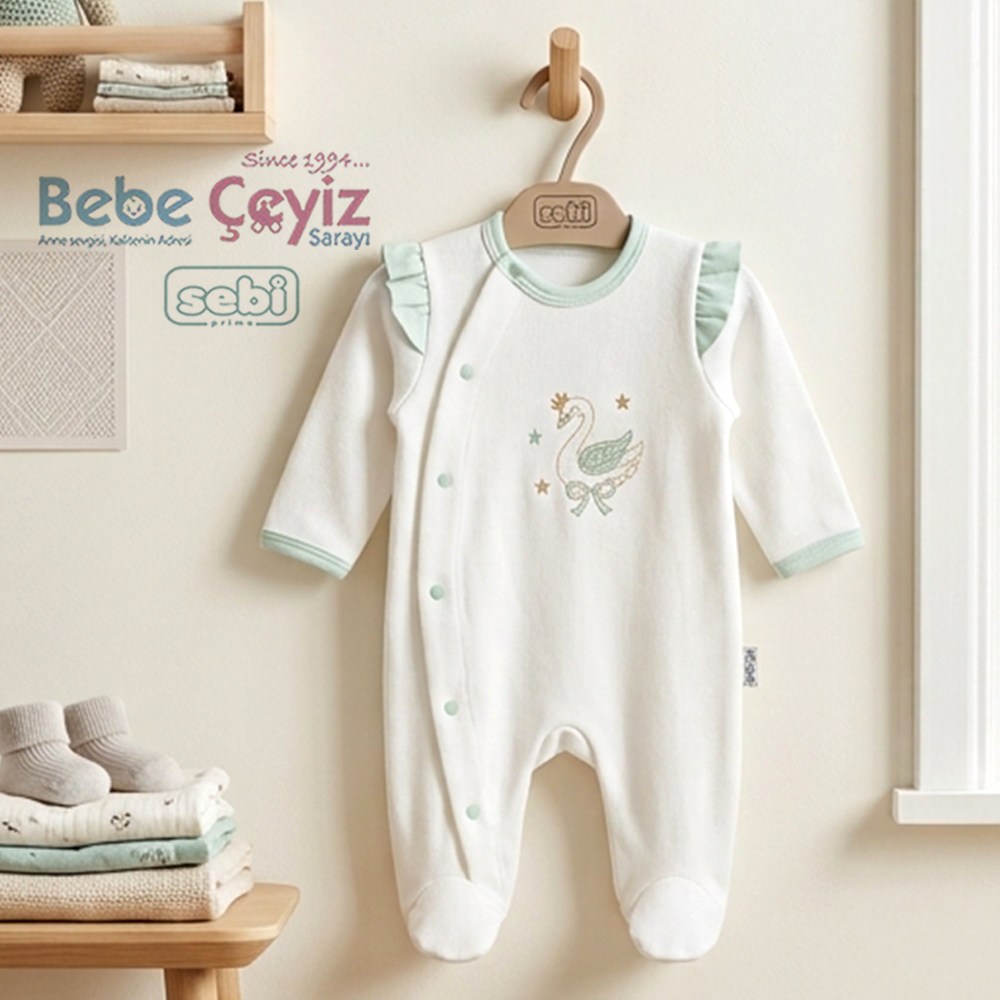Sebi Kuğulu Tulum Ekru-Mint