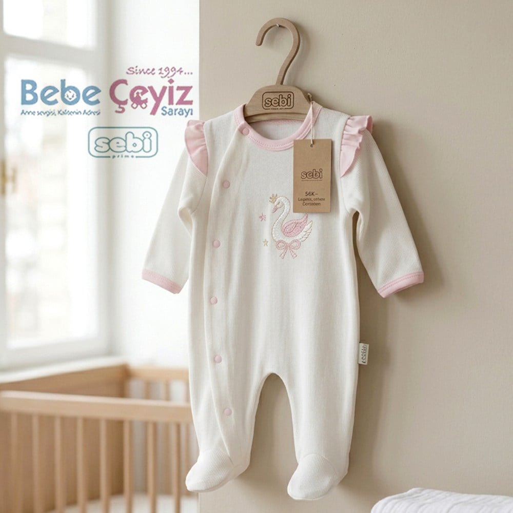 Sebi Kuğulu Tulum Ekru-Pembe
