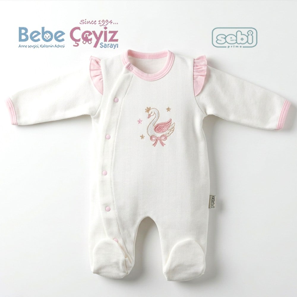 Sebi Kuğulu Tulum Ekru-Pembe