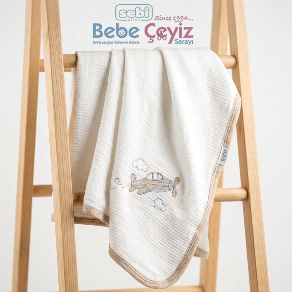 SEBİ PRİME Ottoman Waffle Uçak Battaniye ( Bej )