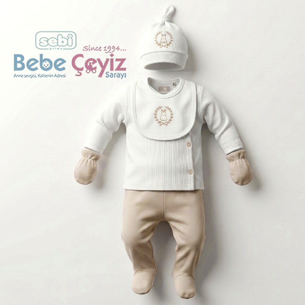 SEBİ PRİME Selanik Tavşan 5Li Hastane Çıkışı ( Bej ) ( 0-3 Ay )