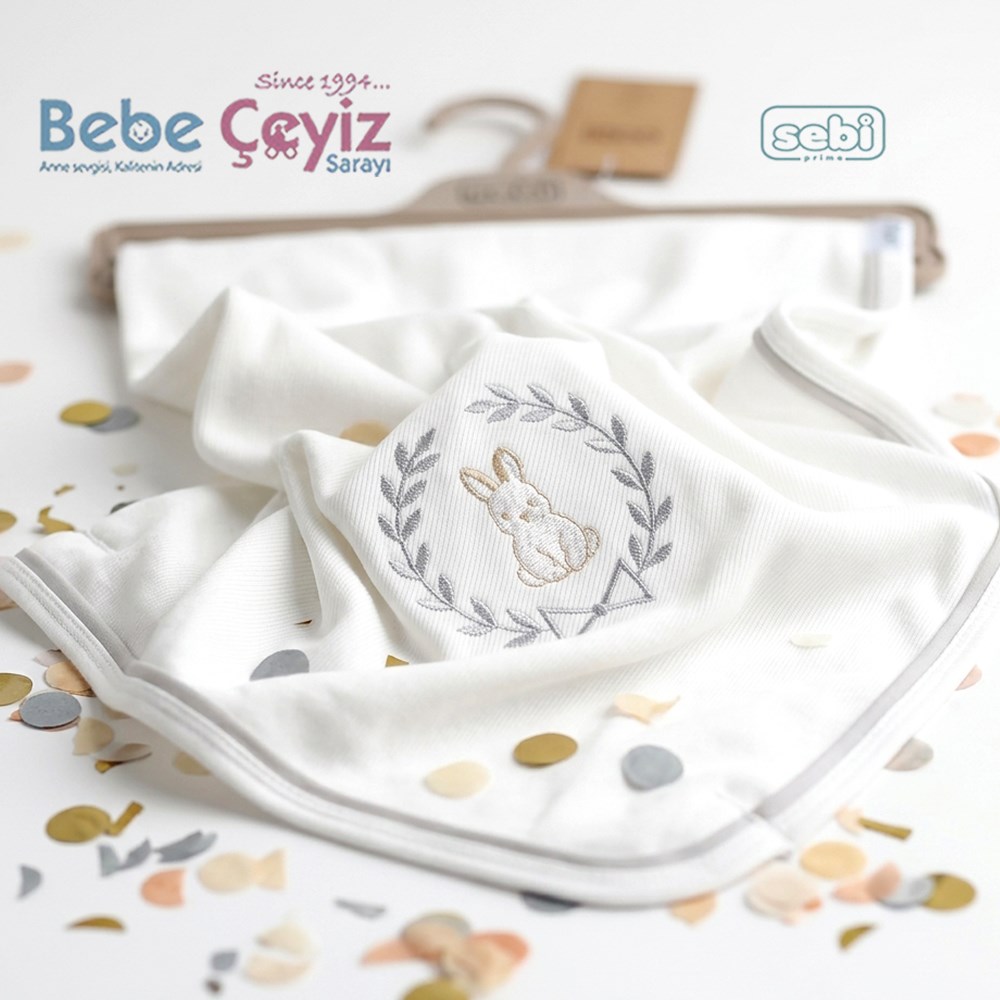 SEBİ PRİME Selanik Tavşan Tema Battaniye ( Ekru Gri )