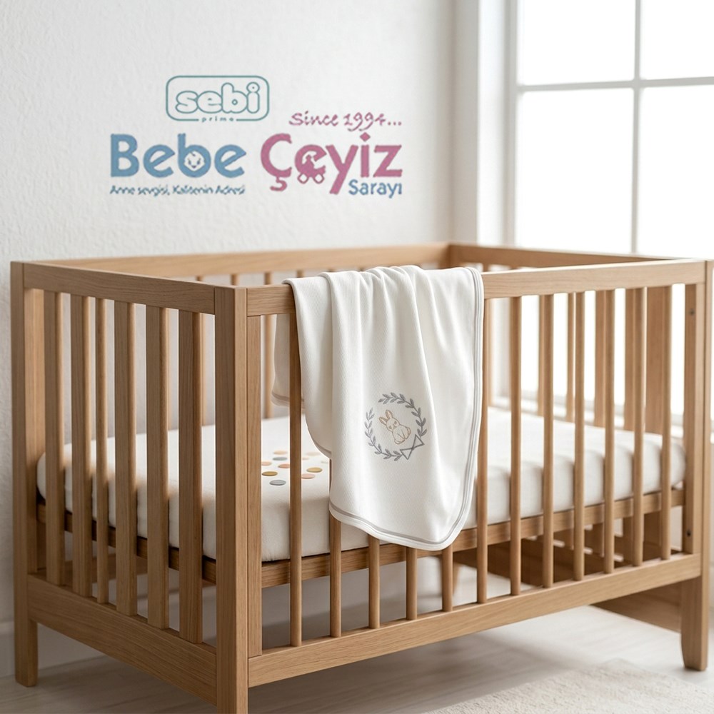 SEBİ PRİME Selanik Tavşan Tema Battaniye ( Ekru Gri )