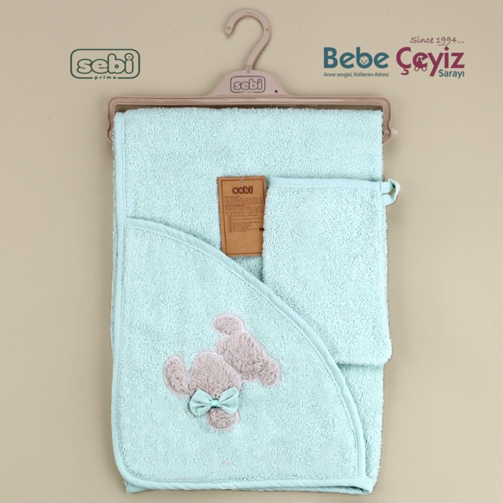 Banyo Havlusu...Tavşan Desen Mint