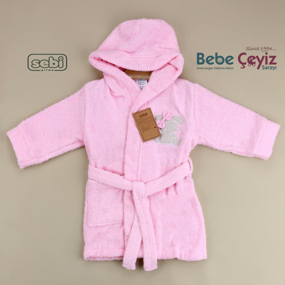 Bornoz Takım...Tavşan Desen Mint Pembe