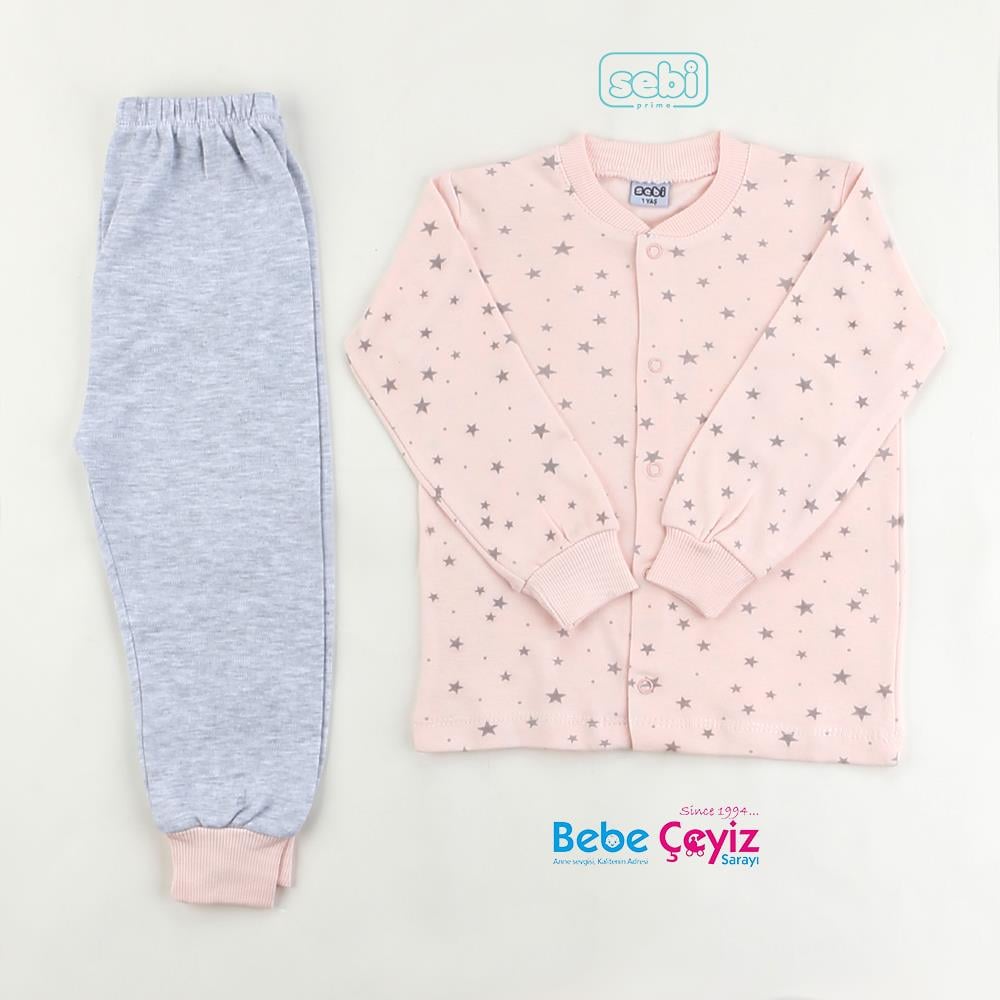 SEBİ PRIME Yıldız Desen Çıtçıtlı Pijama Takım