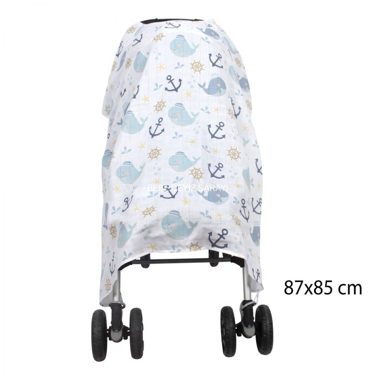 Sevi Bebe Müslin Bebek Arabası Örtüsü