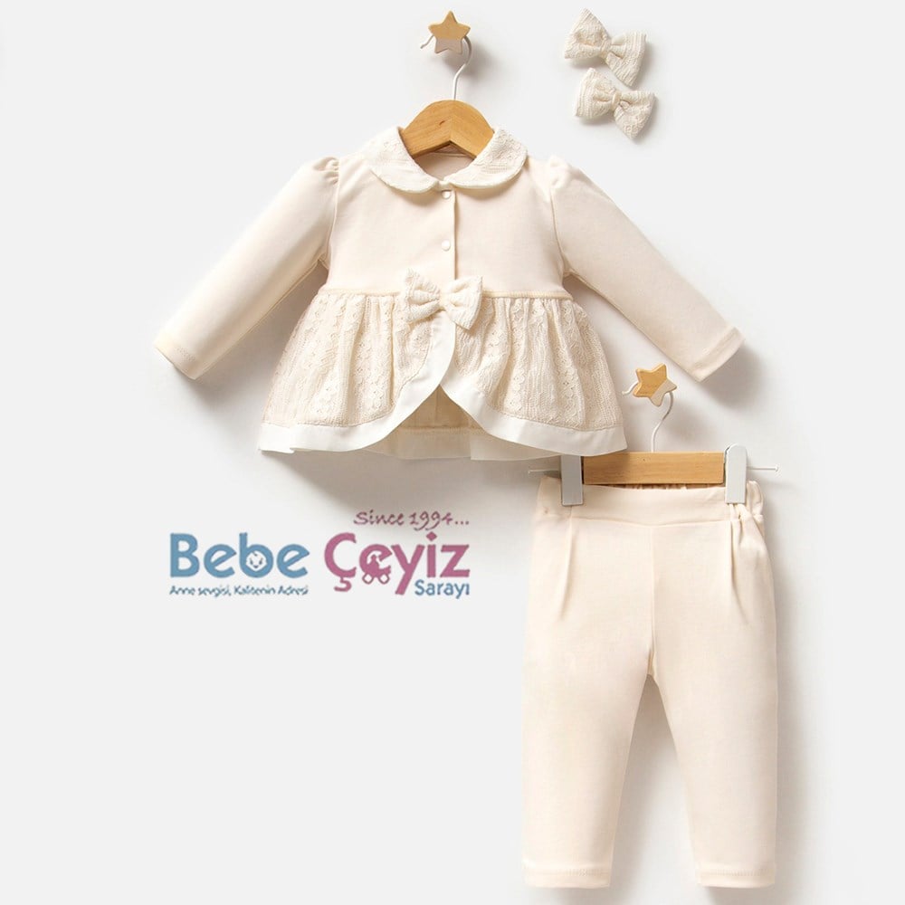 TONGS BABY Lace Girl 2Li Takım ( Krem )