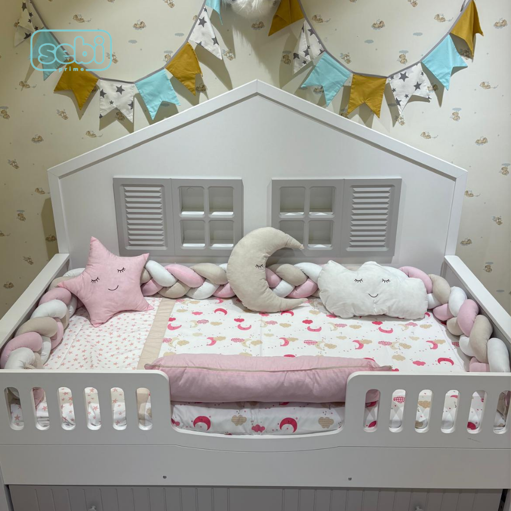 Uyku Seti...Montesori Bulutlu Set(Pembe)