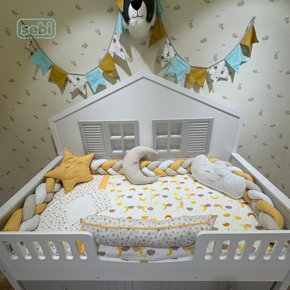 Uyku Seti...Montesori Bulutlu Set(Bej)