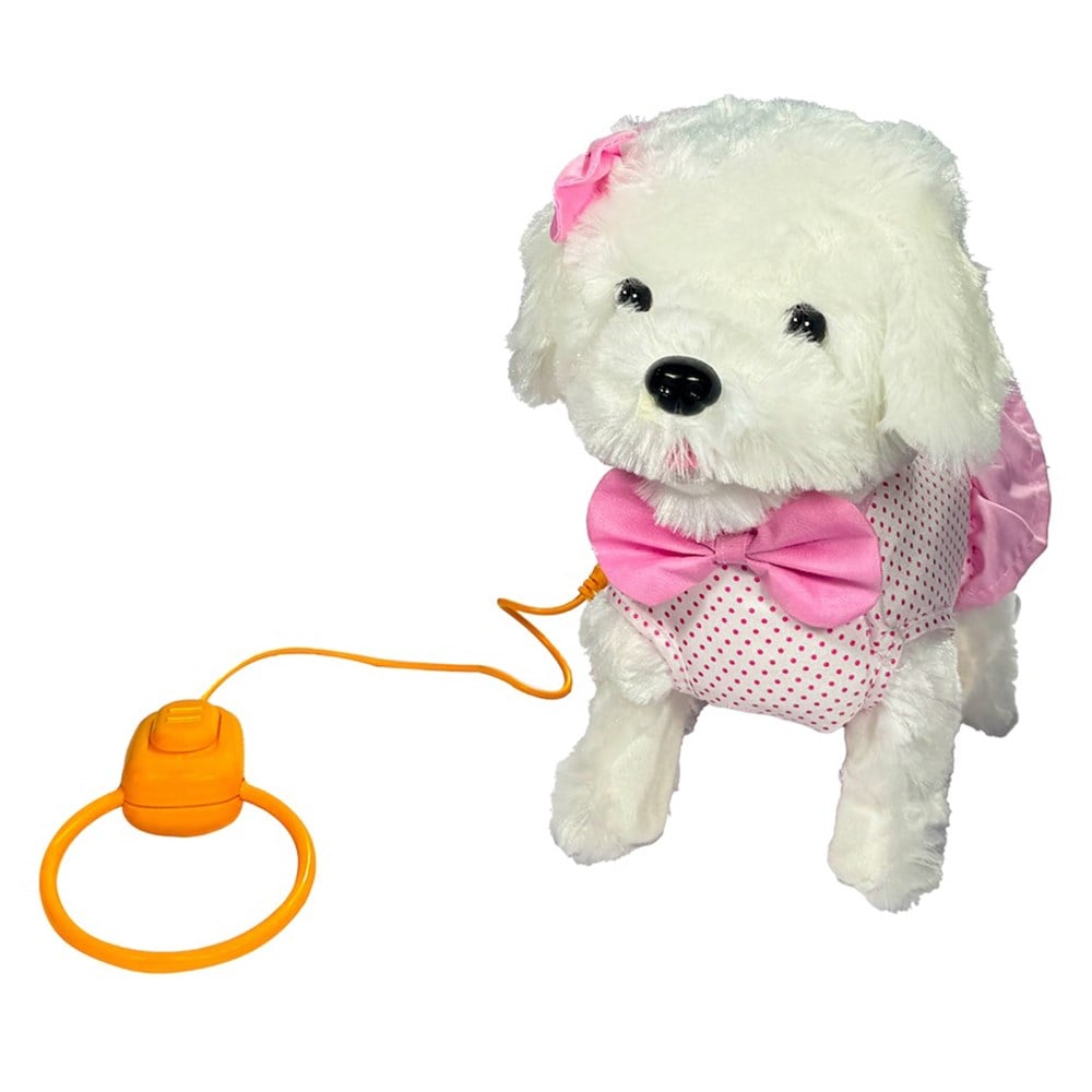 VARDEM Peluş Tasmalı Yürüyen Pembe Fiyon Köpek