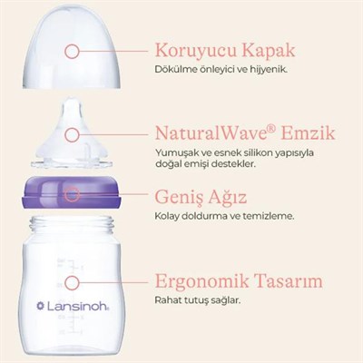 LANSINOH 2li PP Biberon Seti ( 330 ml )