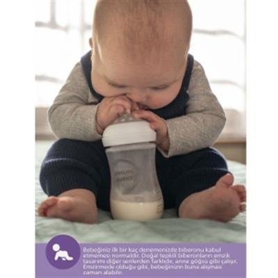 AVENT Doğal Tepkili Biberon PP 1+Ay 260ml - Beyaz