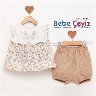BABY ROSE Nakışlı Çıtır Şort Tunik Takım 