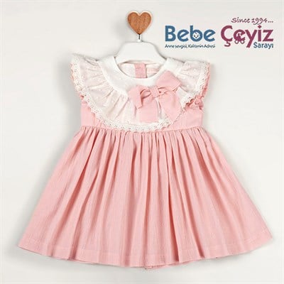 BABY ROSE Yakası Fırfırlı Şile Bezi Elbise 