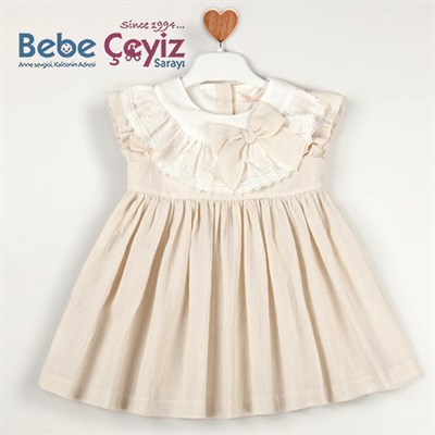 BABY ROSE Yakası Fırfırlı Şile Bezi Elbise 