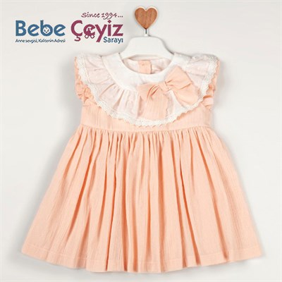 BABY ROSE Yakası Fırfırlı Şile Bezi Elbise 
