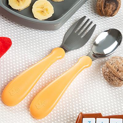 Babyjem Çatal Kaşık Seti Paslanmaz ( Turuncu )